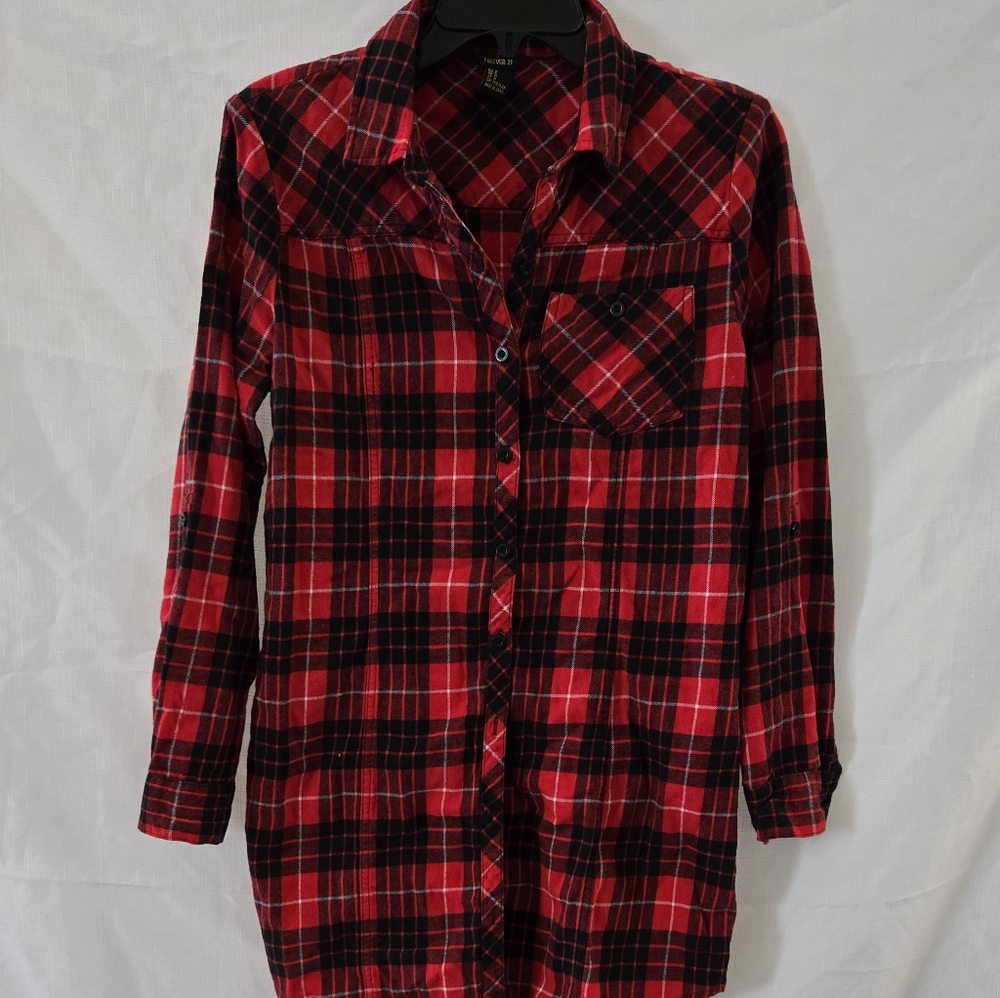 Forever 21 Red and Black Plaid Shirt